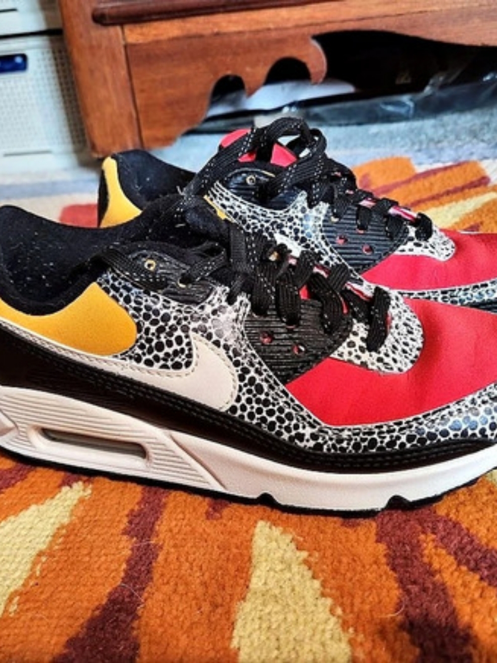 Nike Air Max Animal Print Sneakers Red & Black US 6.5